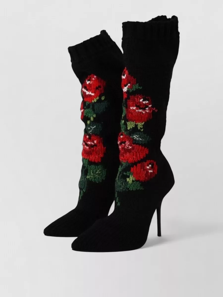 Dolce&Gabbana embroidered knit knee-high boots