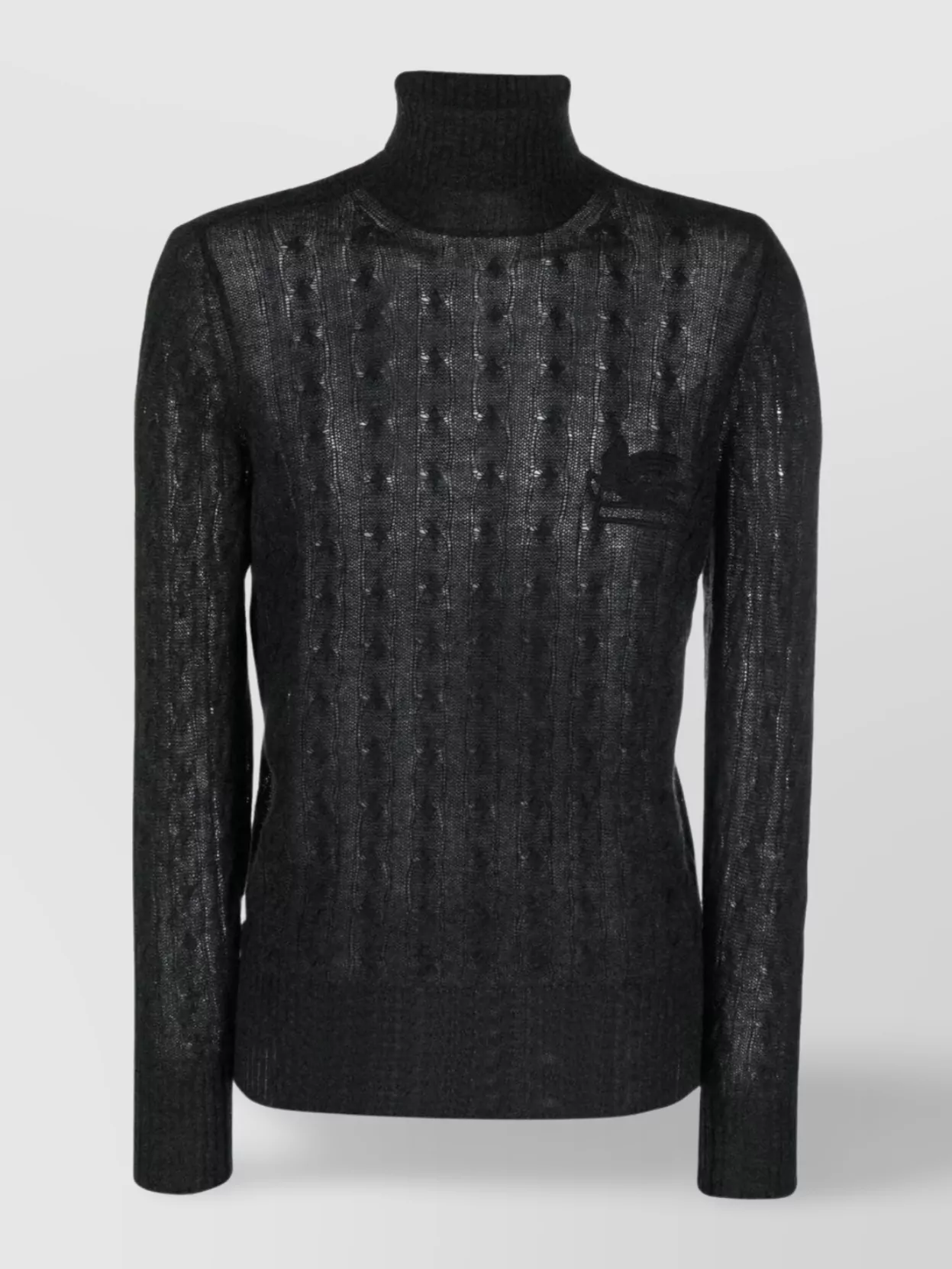 Shop Etro Cashmere Cable-knit Turtleneck Sweater In Black