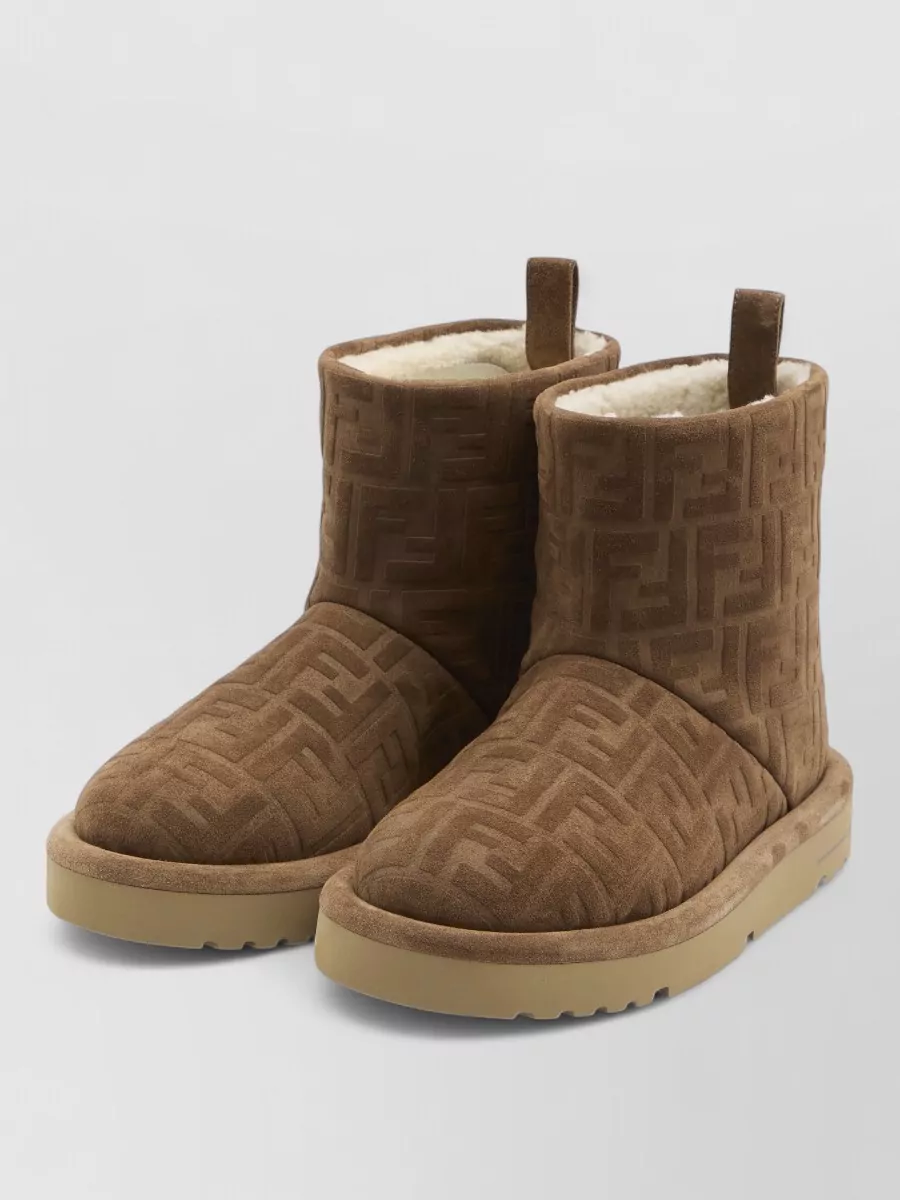 Fendi Suede Ankle Boots Featuring Ff Motif