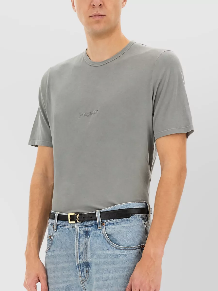 Saint Laurent Logo Crew Neck T Shirt Regular Fit