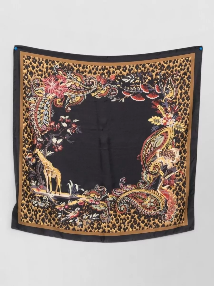 Etro silk animal print scarf