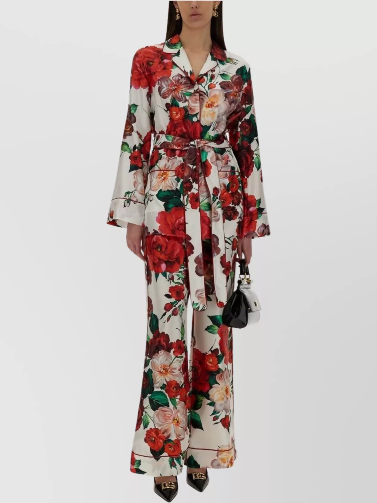 Dolce & Gabbana Satin Pajama Pants With Rose Print
