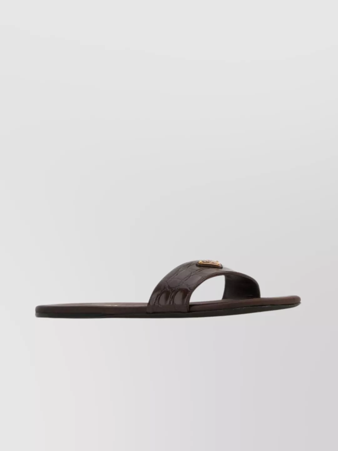 Prada Sandals Leather Embellishment Flat Sole Toe Post