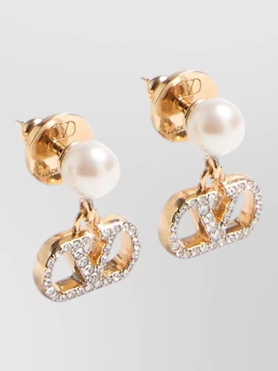 Valentino Garavani Crystal-Embellished Pearl Earrings