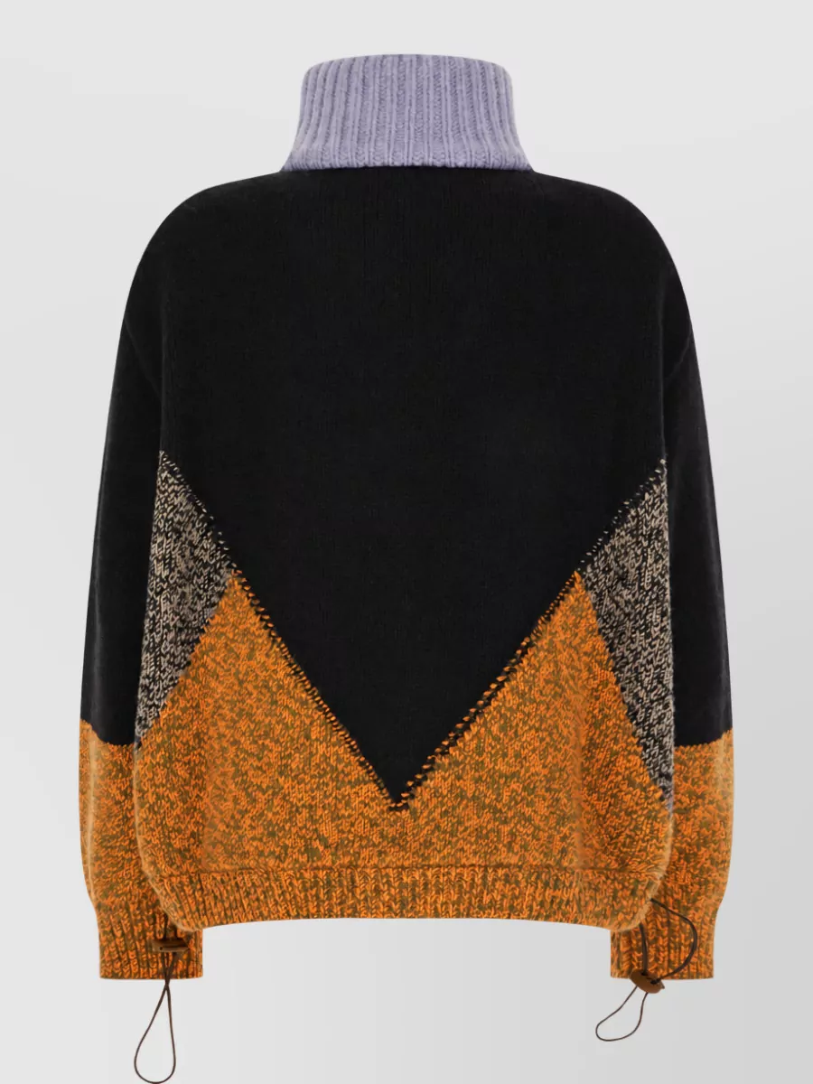 Marni Wool Cashmere Ribbed High Neck Zip Up Jumper