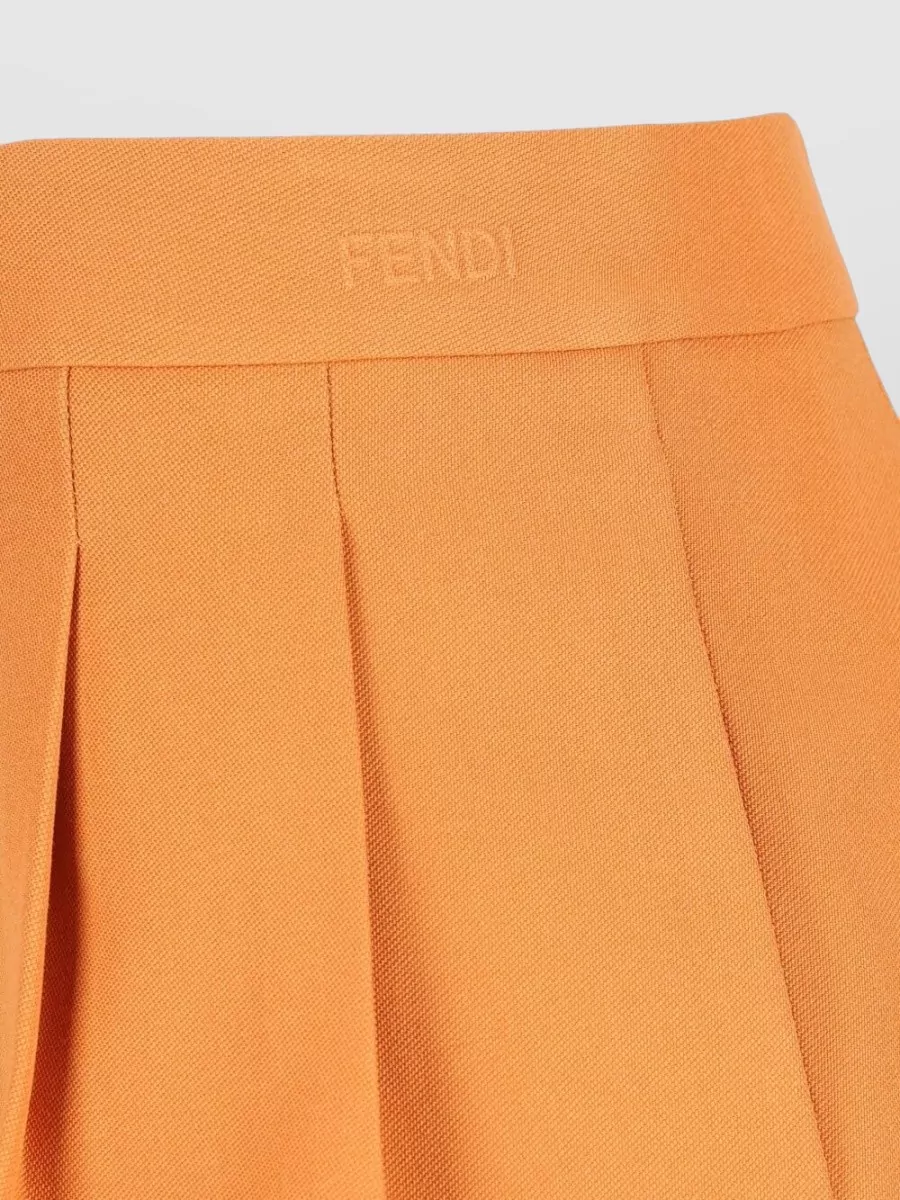 Fendi Wool Tailored Shorts Pleated Pockets Belt Loops In Orange