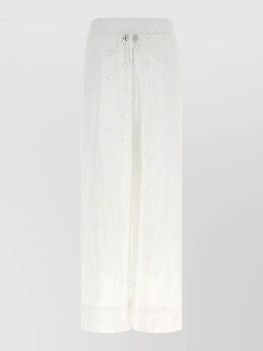 Polo Ralph Lauren Embroidered cotton wrap wide-leg pants