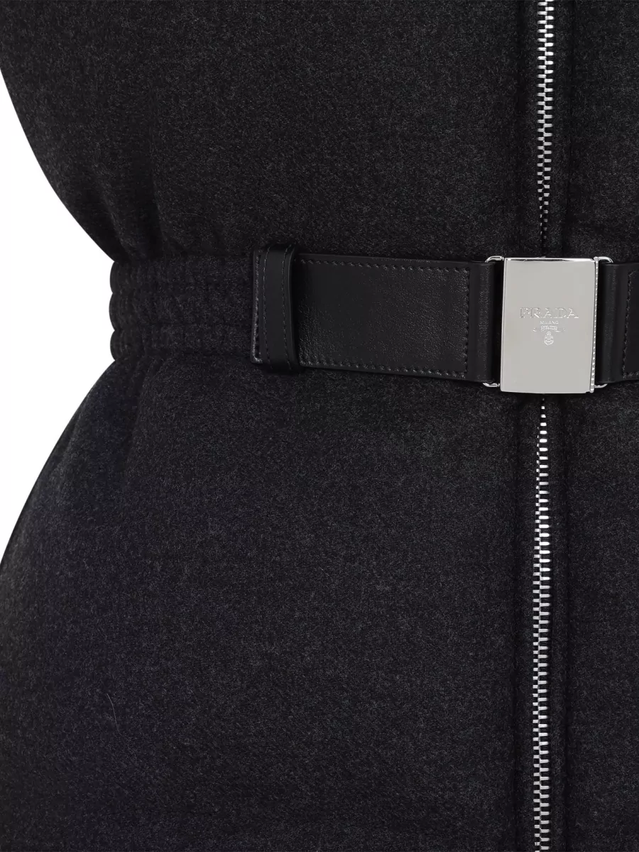 Prada Cashmere Wool Sleeveless Belted Coat