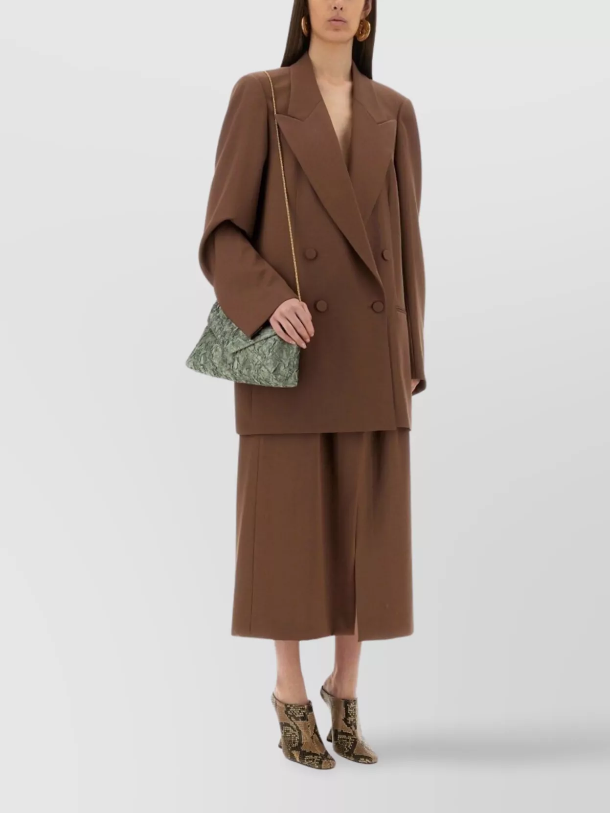 Dries Van Noten Tailored Double Breasted Wool Jacket In Brown