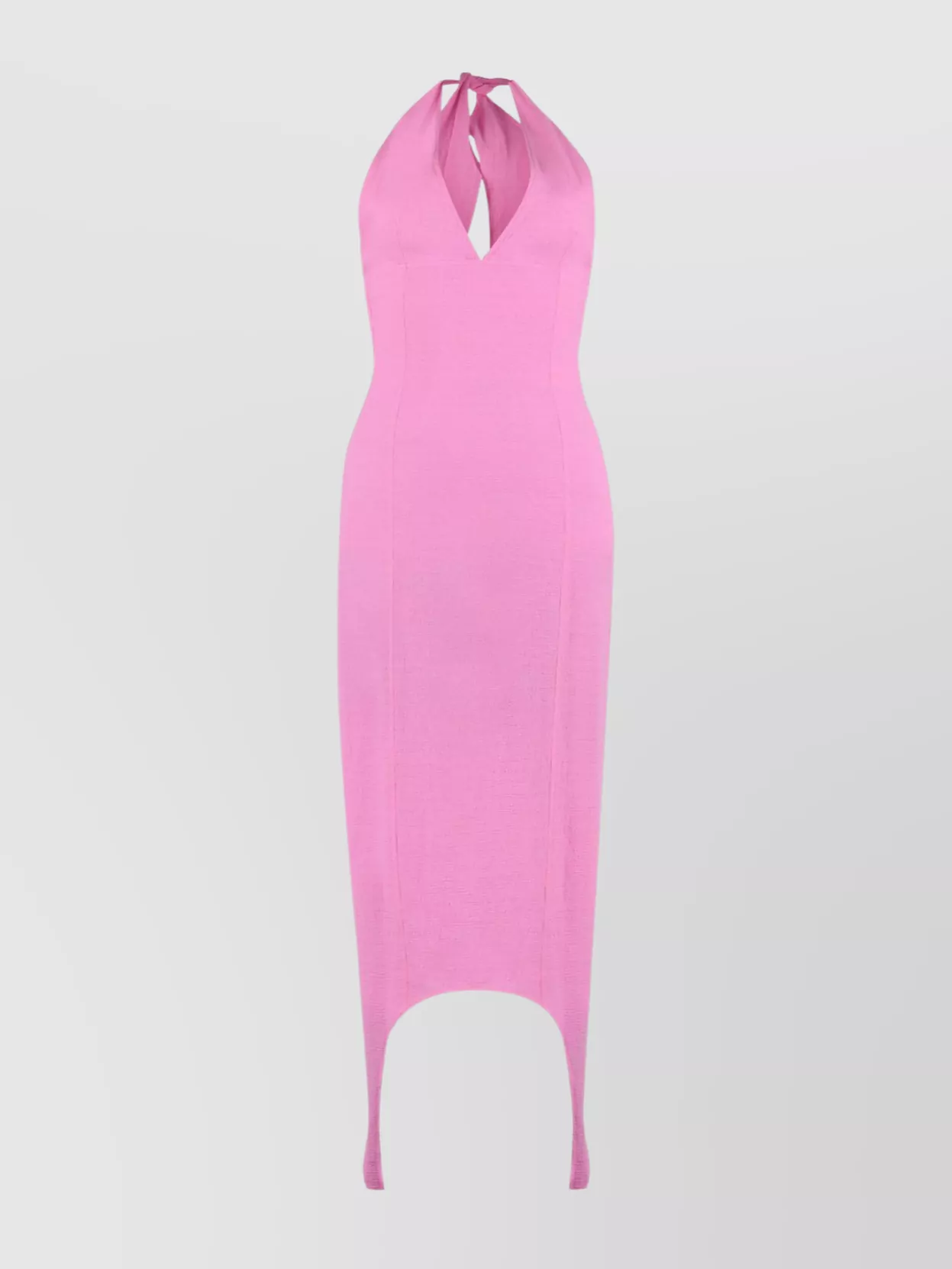 Patou Halter Neck Crepe Dress With Asymmetric Hem