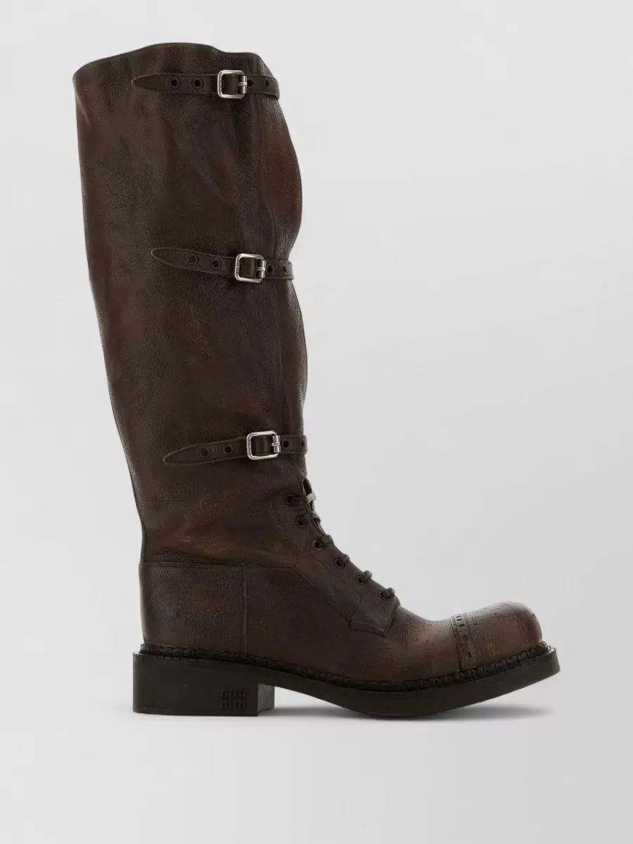 Miu Miu leather lace-up boots
