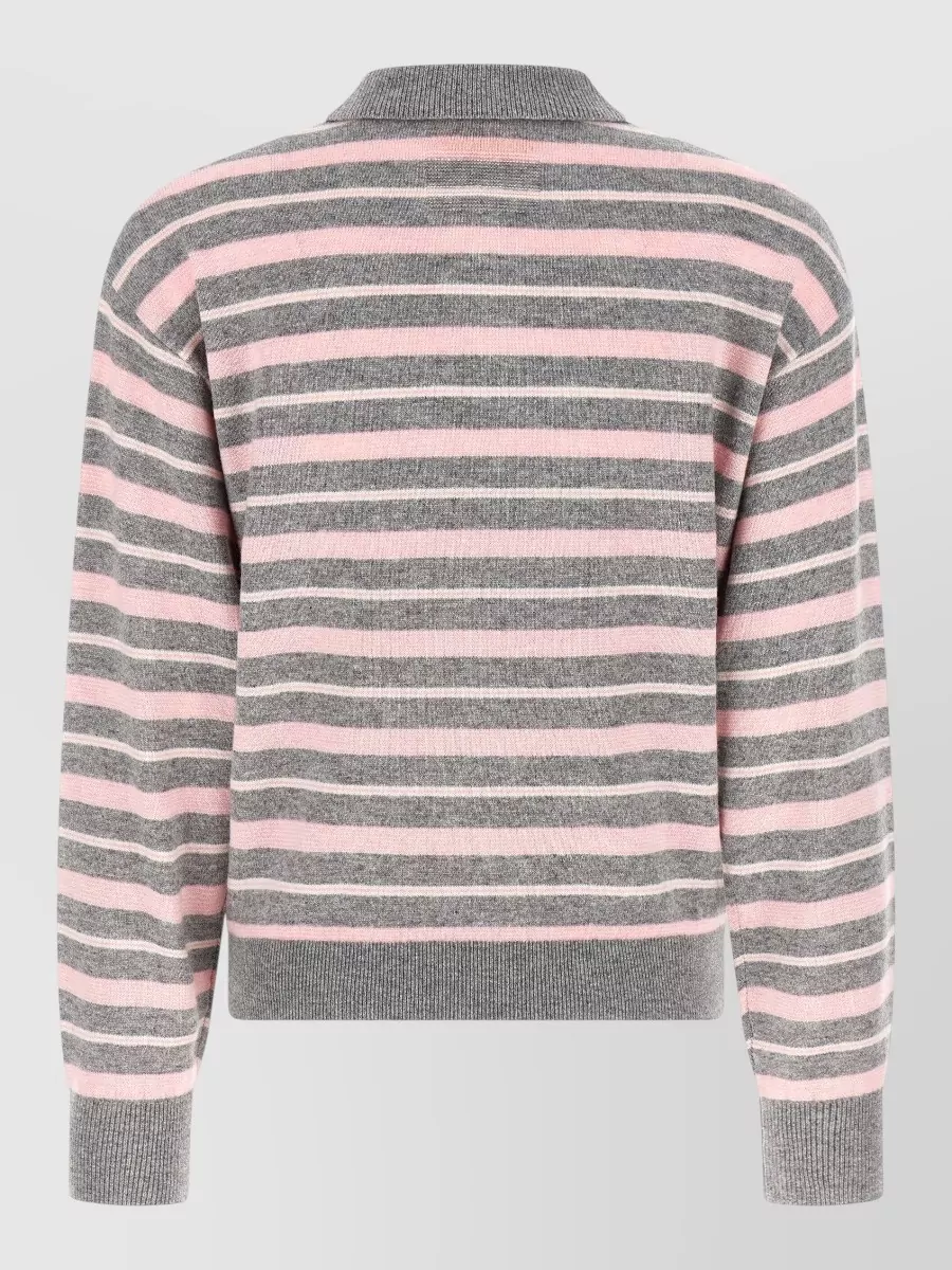 Guest In Residence Cashmere Striped Long-Sleeve Polo Sweater