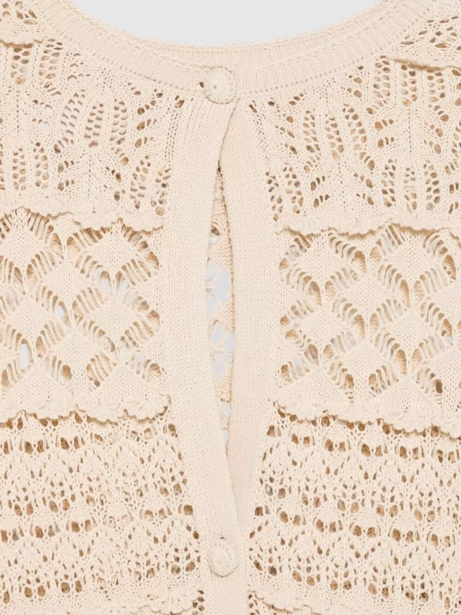Semicouture Cotton Crochet-Knit Cardigan