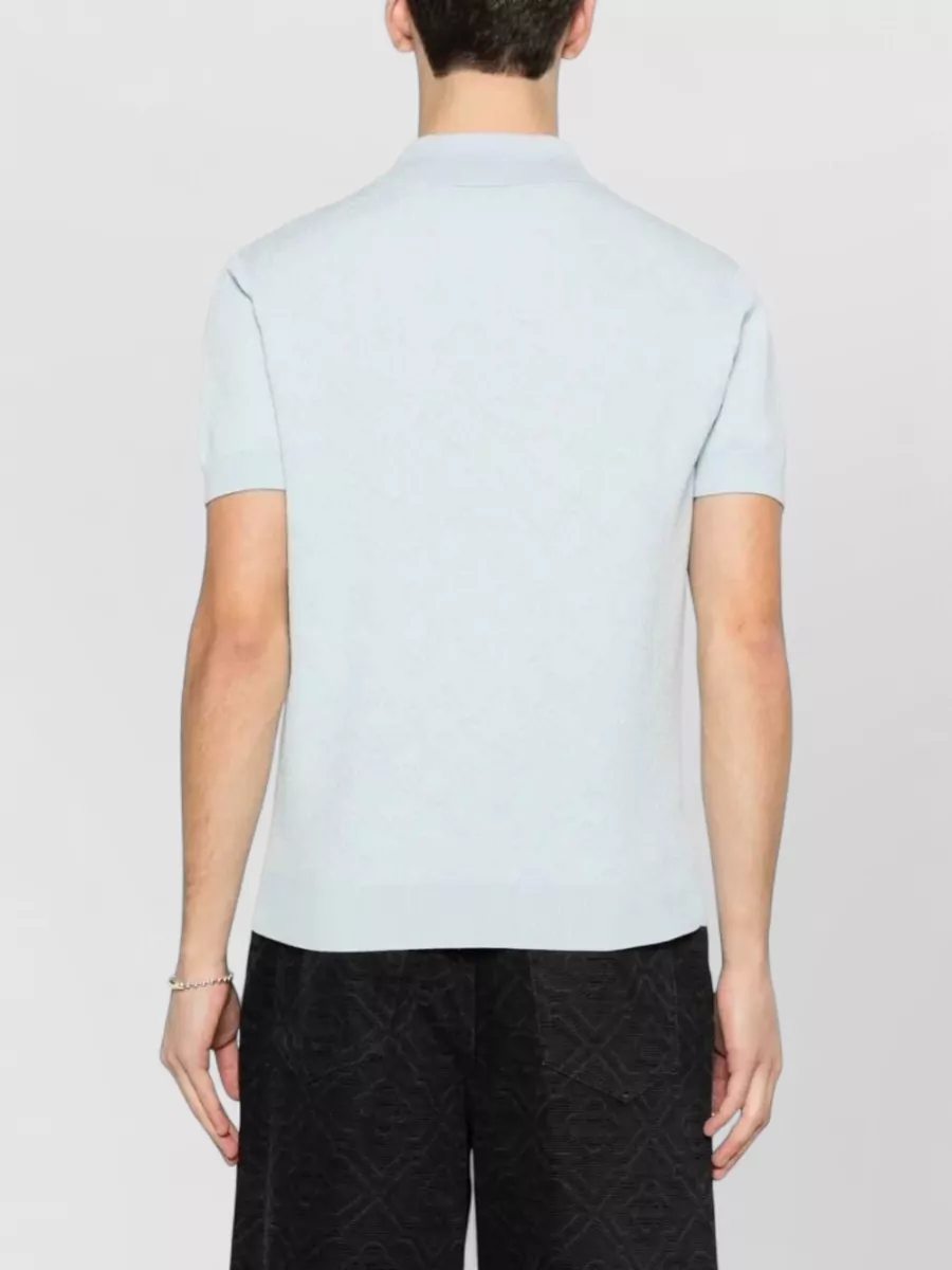 Casablanca Pointelle Knit Short Sleeve Polo Shirt