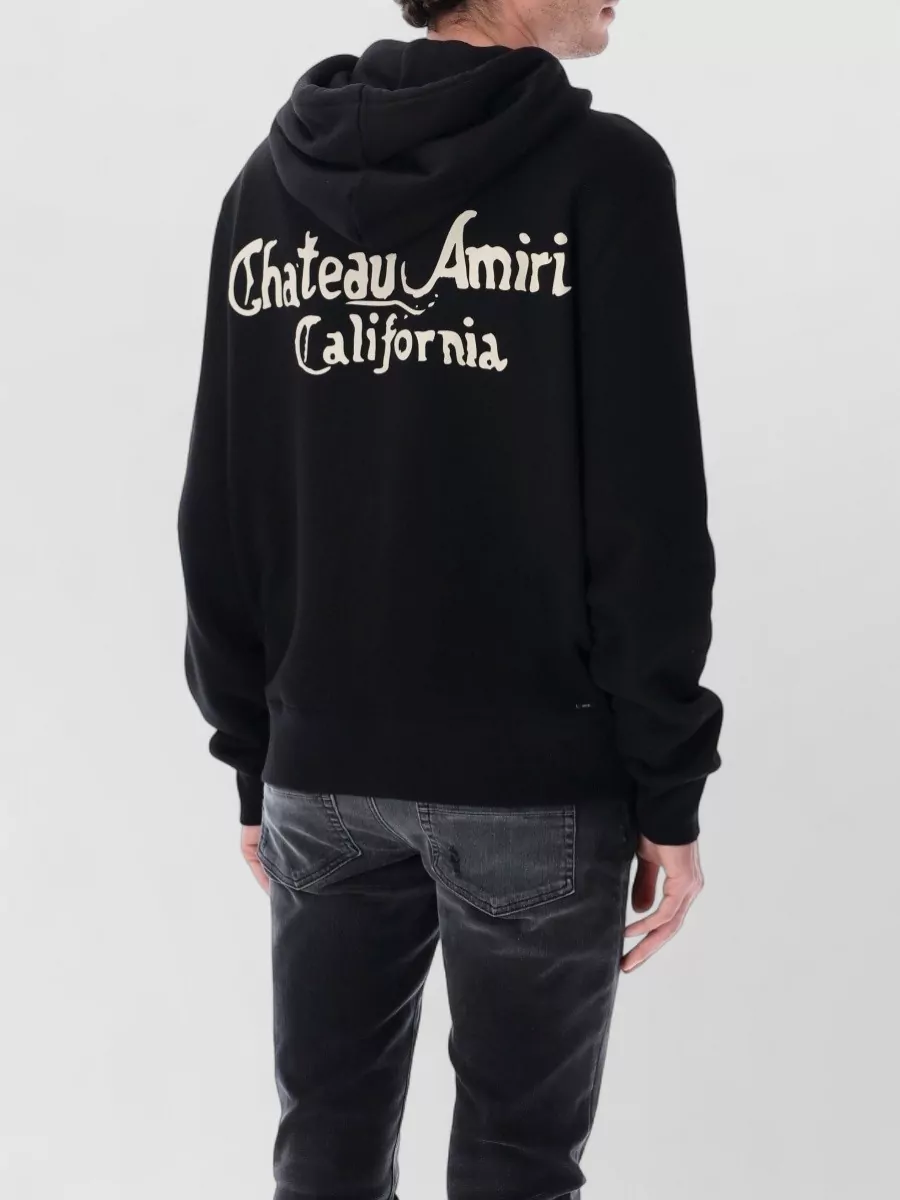 Amiri Cotton Logo Print Relaxed Fit Zip Hoodie