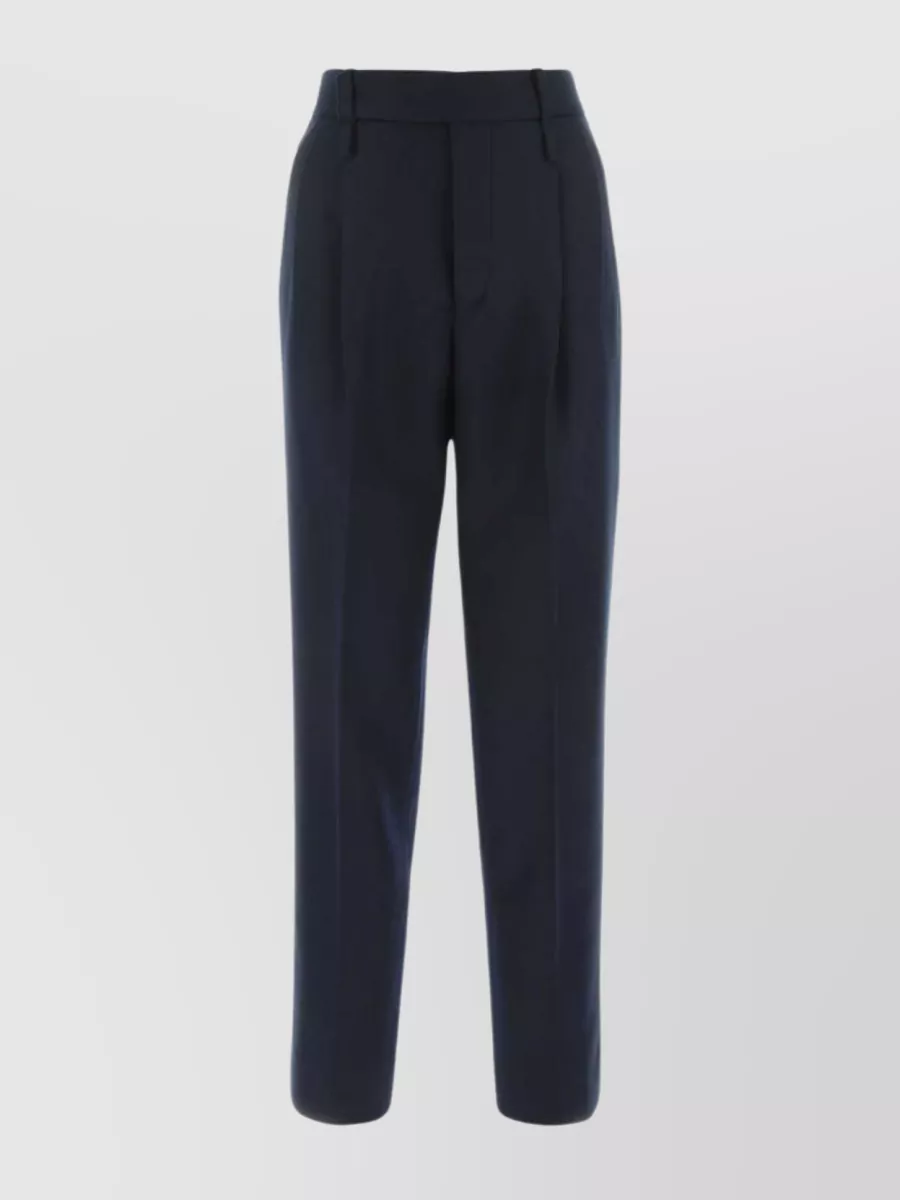 Shop Gucci Tapered Silhouette Pleated Trousers In Blue