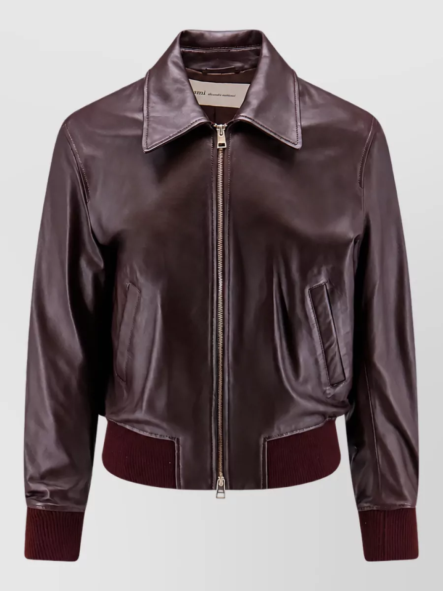 Ami Paris leather zip jacket