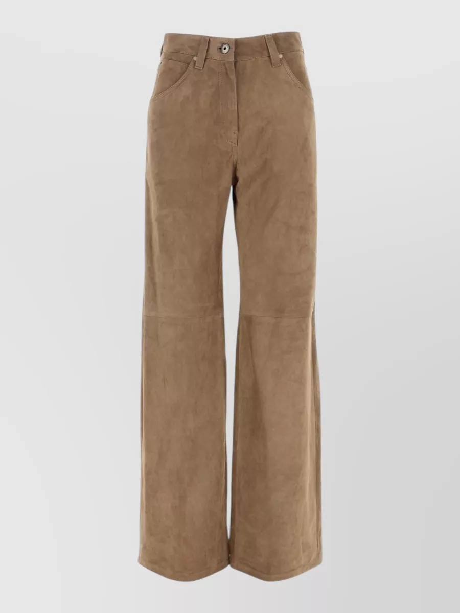 Brunello Cucinelli suede wide-leg trousers
