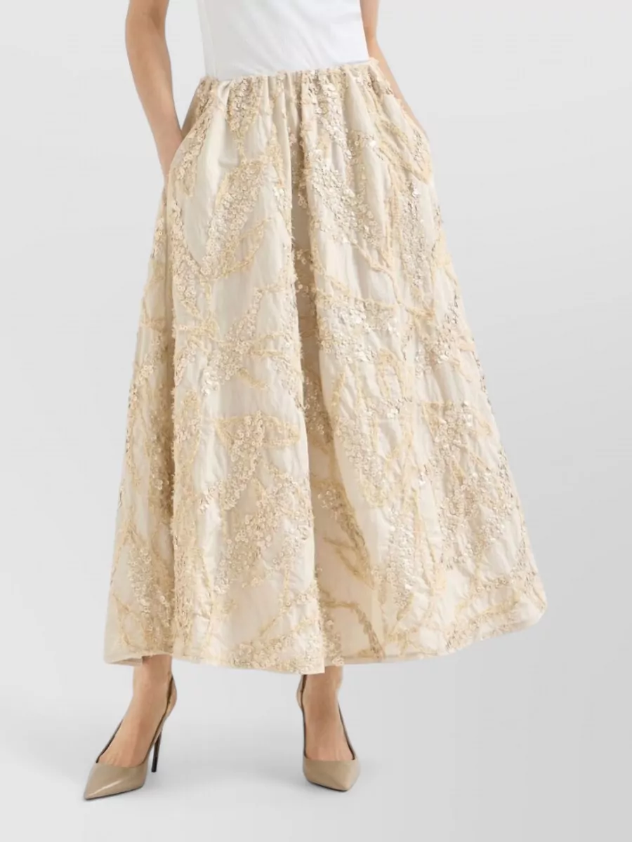 Brunello Cucinelli Embroidered Maxi Skirt