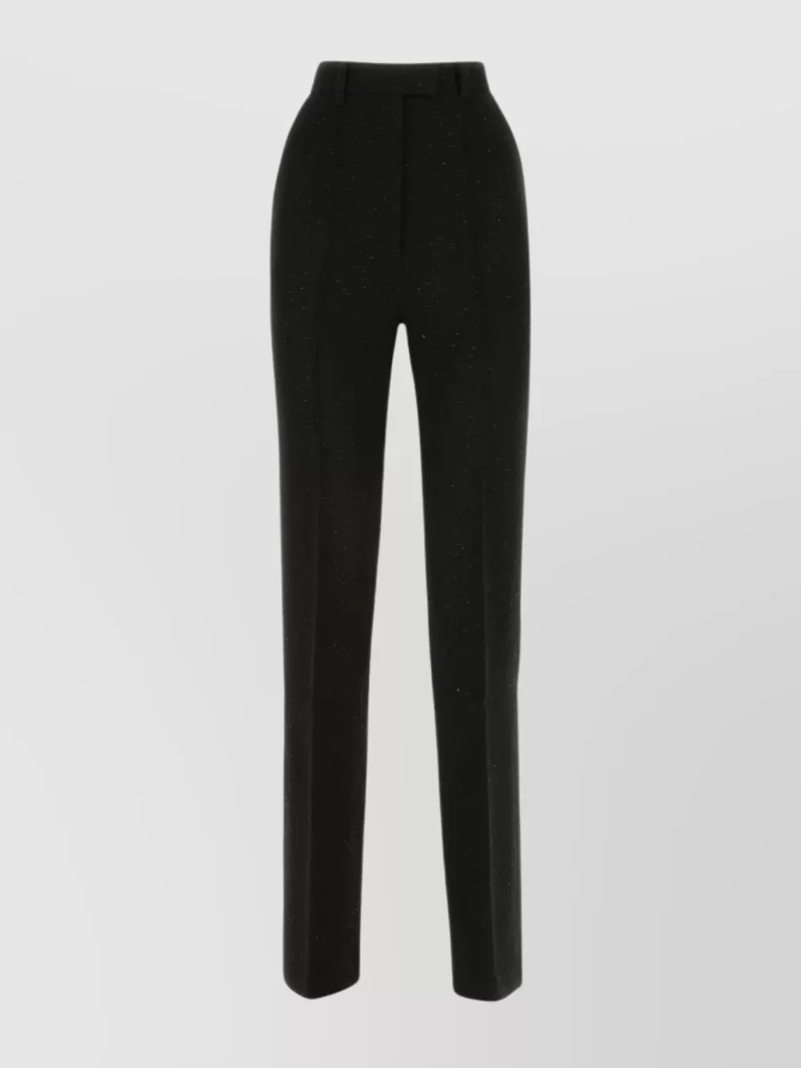 Shop Alessandra Rich Wide Leg Wool Blend Palazzo Trousers In Black