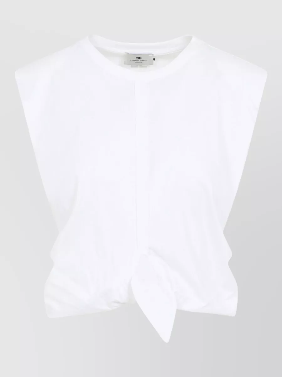 Elisabetta Franchi Sleeveless Top Crew Neck Tie Detail