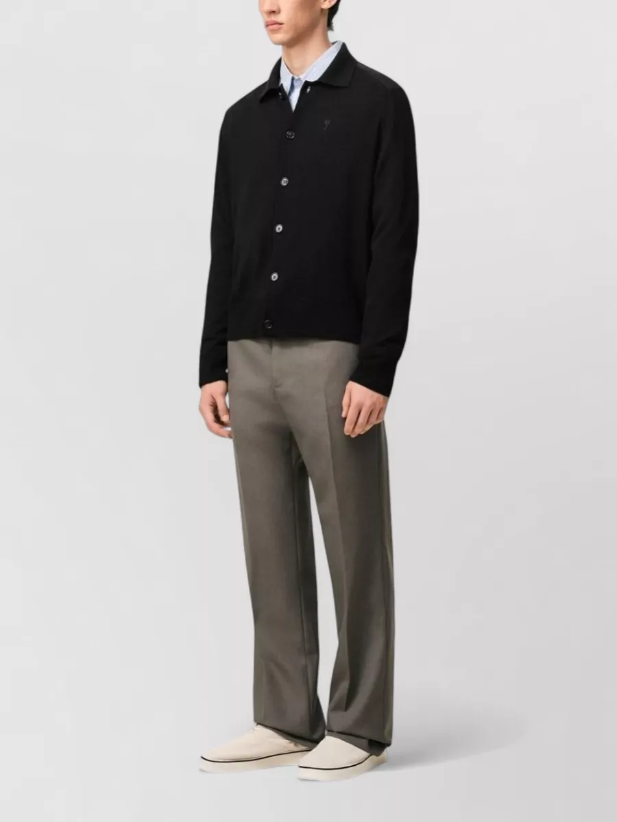Ami Paris Wool Polo Collar Cardigan