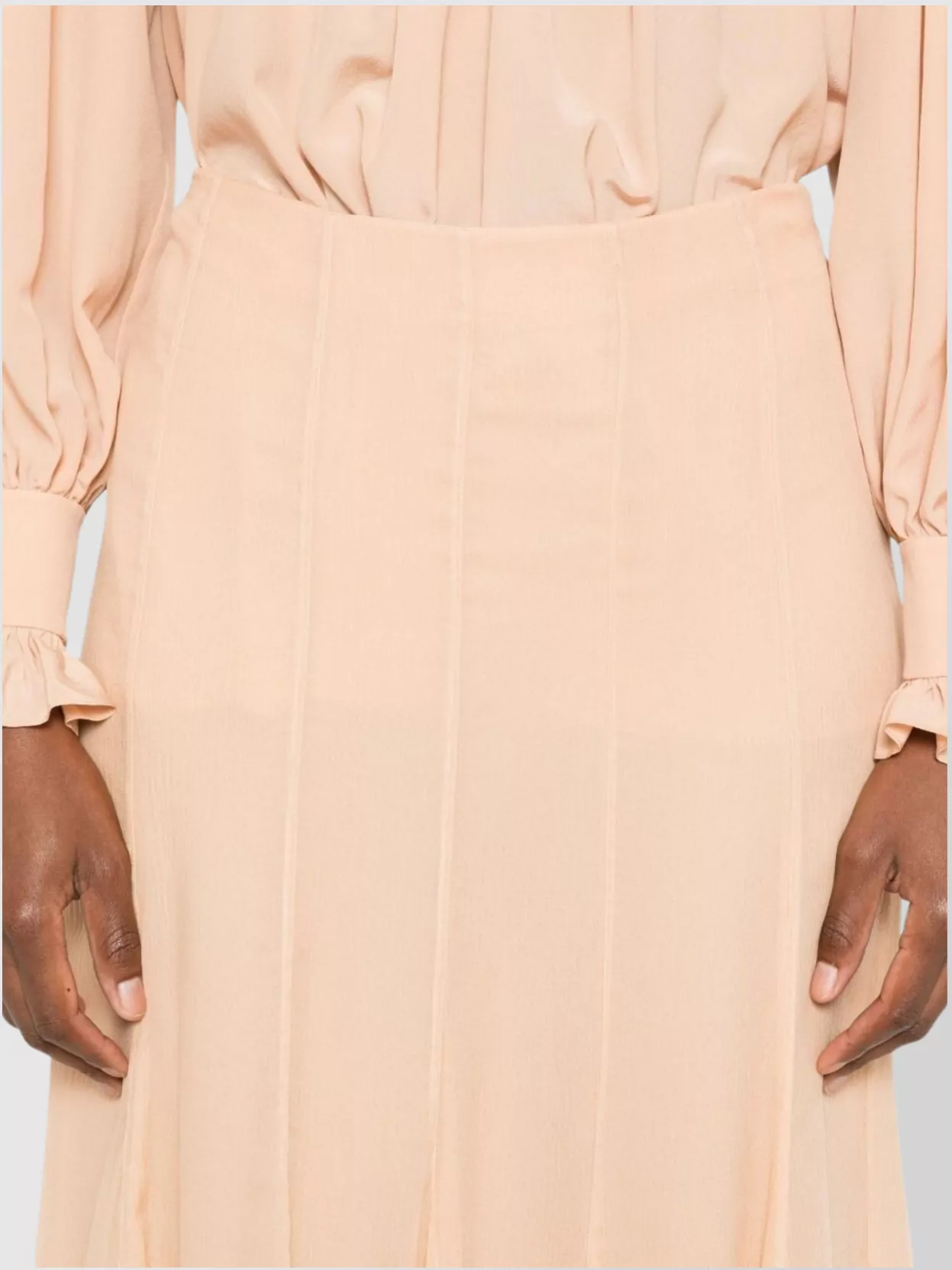 Chloé Long Pleated Silk Skirt With Ruffled Hem