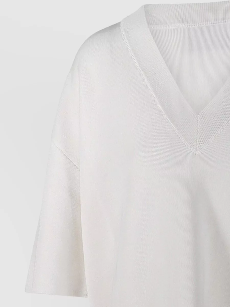 Ami Paris V-Neck Short-Sleeve Sweater