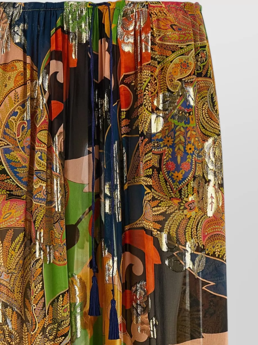 Etro Silk Paisley-Print Wide-Leg Trousers