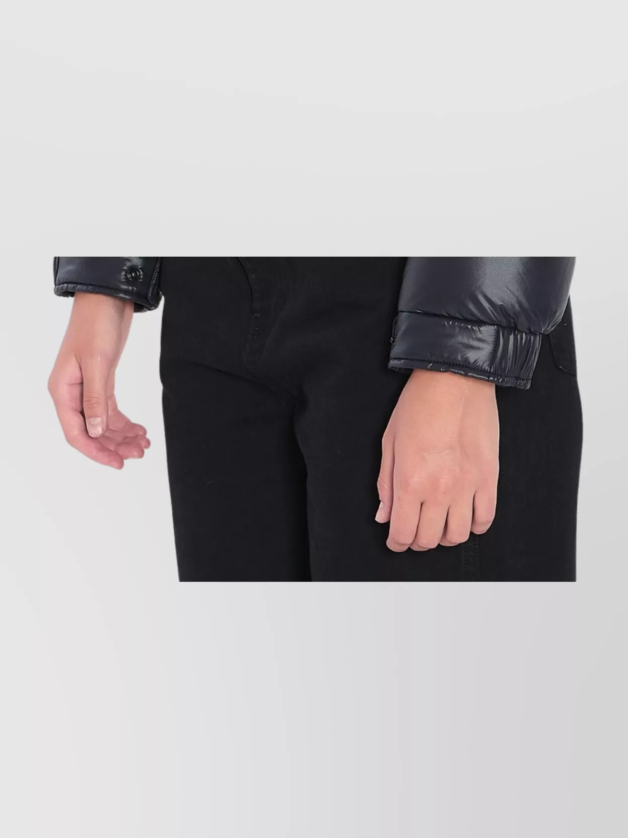 Moncler Slim Fit Puffer Jacket With High Collar In Gray