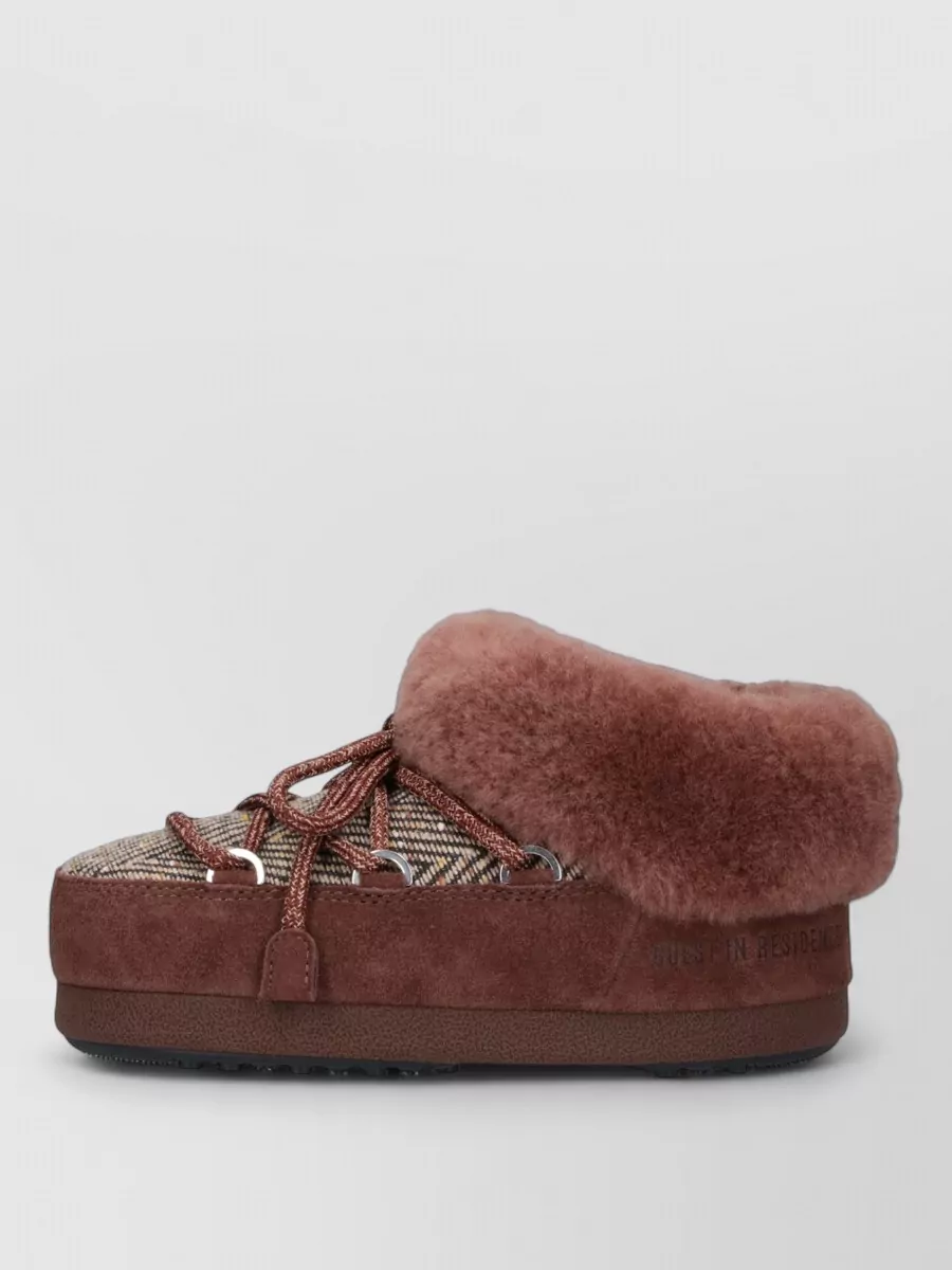 Moon Boot Shearling-Trim Suede Mules
