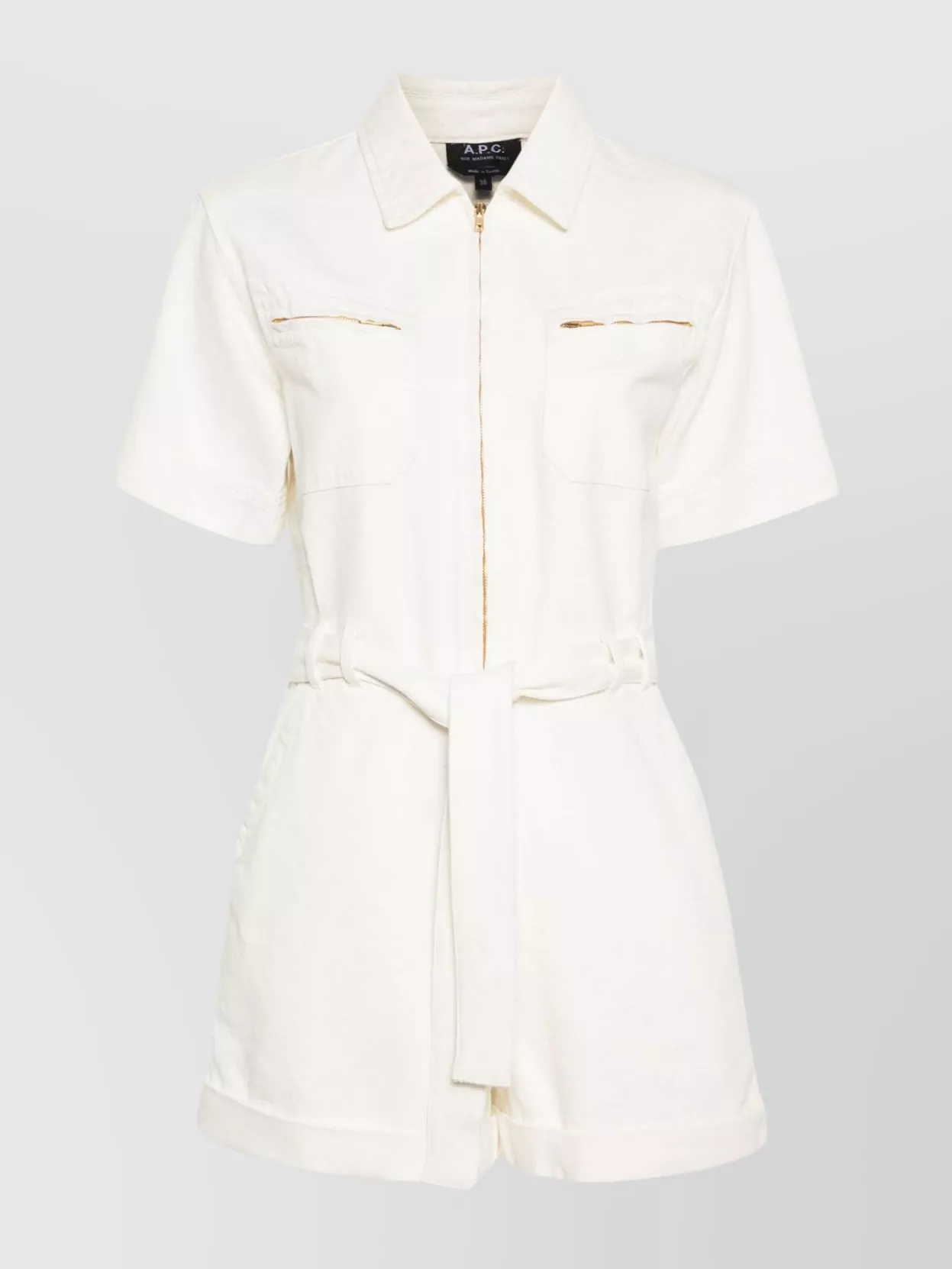 Shop Apc Playsuit With Belted Waist And Chest Pockets