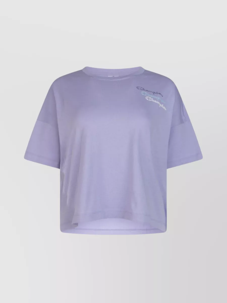 Shop Champion Hem Crop Crew Neck Short Sleeve T-shirt In Purple