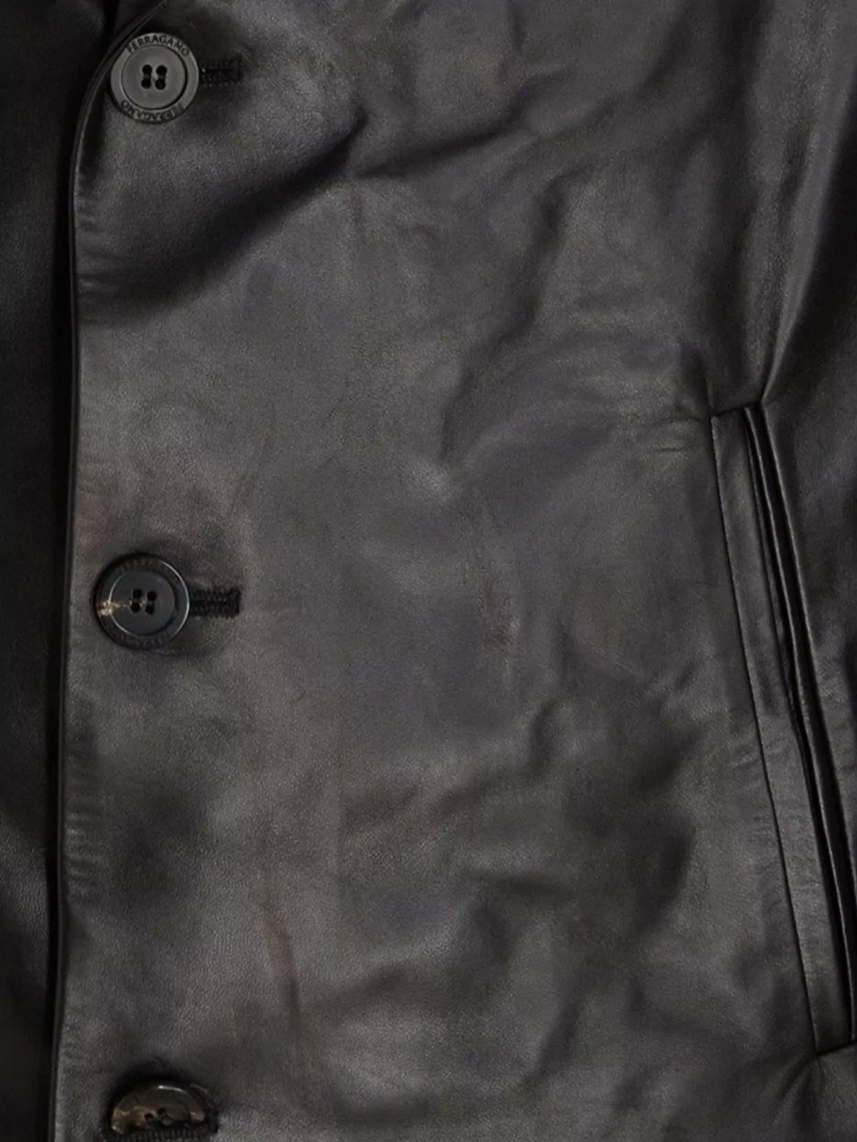 FERRAGAMO FITTED LEATHER JACKET WIDE LAPELS