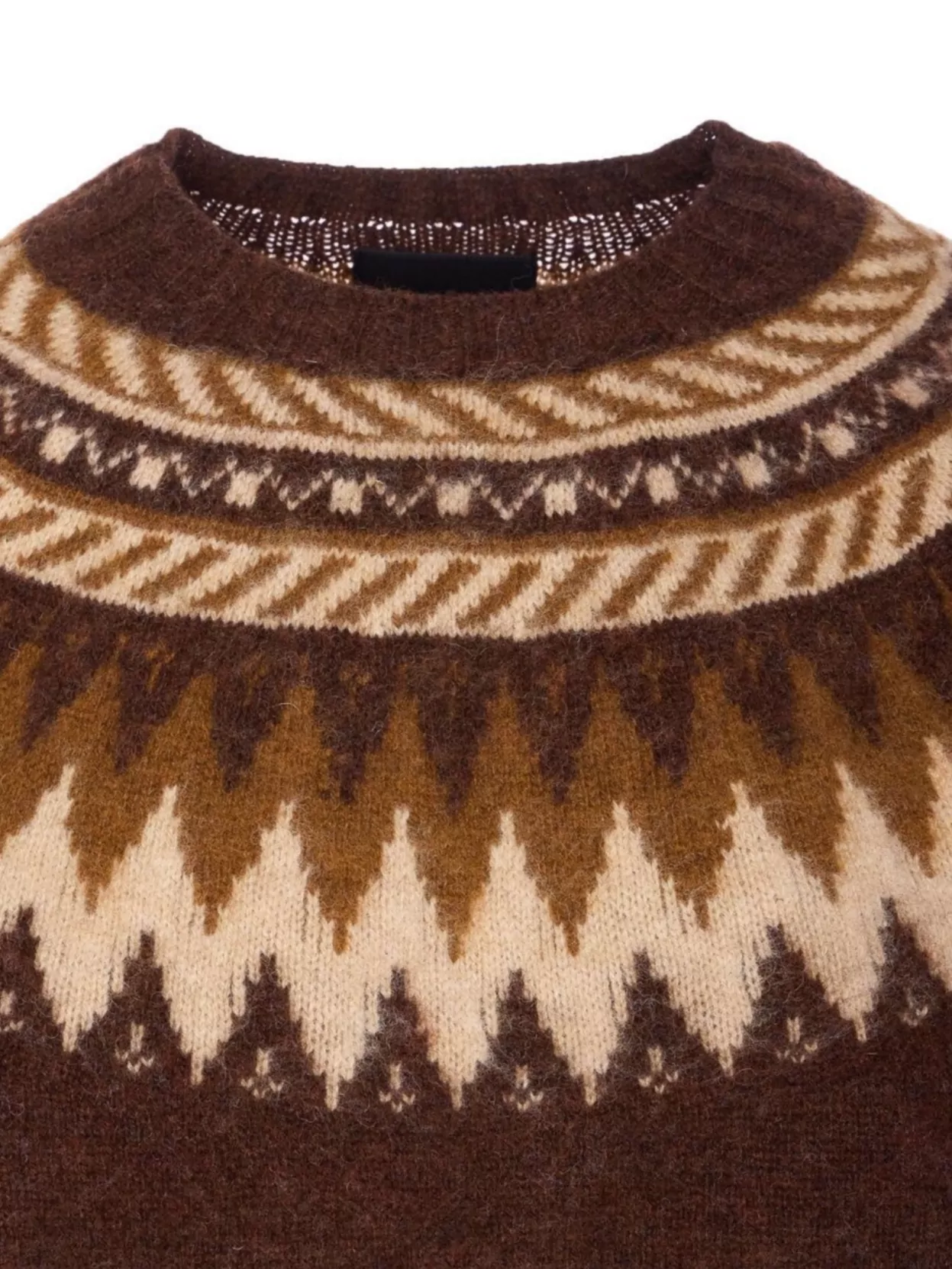 Howlin' Geometric Pattern Crewneck Sweater Long Sleeves In Brown