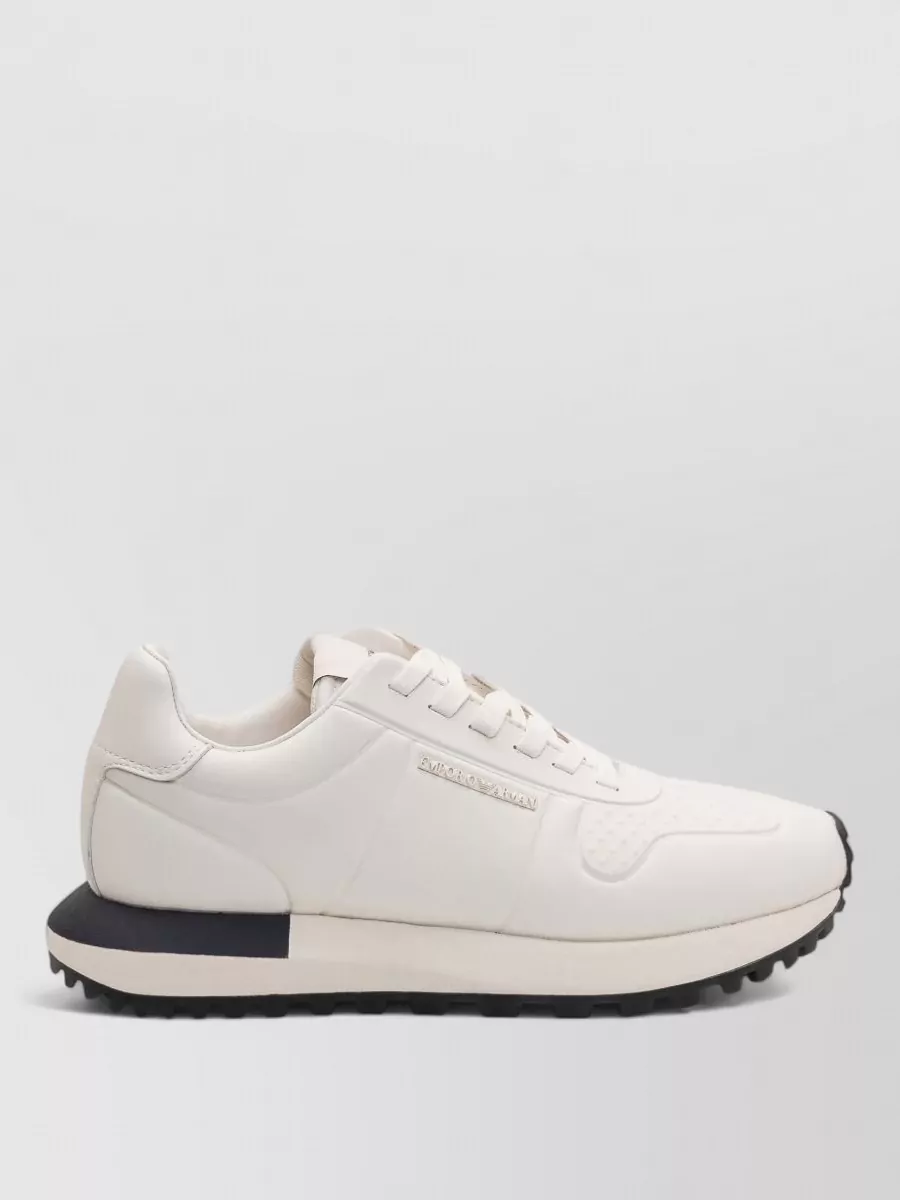 Emporio Armani Leather Paneled Low-Top Sneakers