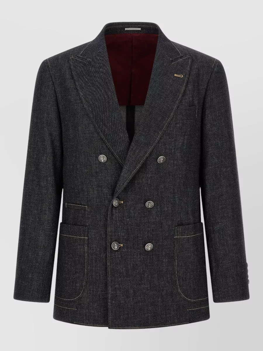 Brunello Cucinelli denim double-breasted blazer