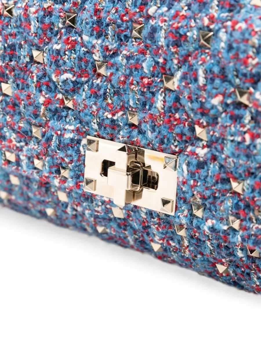 Valentino Garavani Rockstud Spike Tweed Clutch Bag
