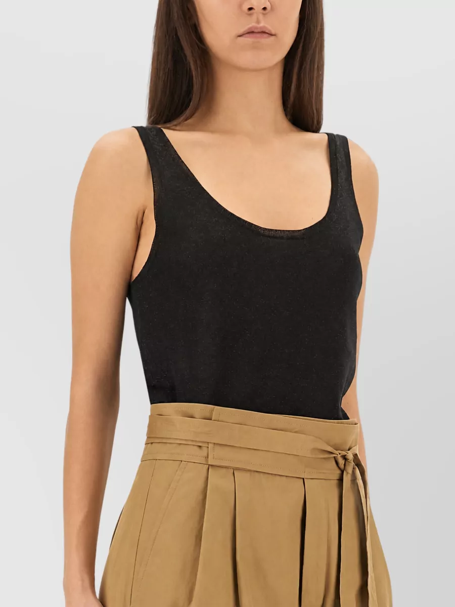 Saint Laurent High Waist Pleated Wide Leg Belted Pants