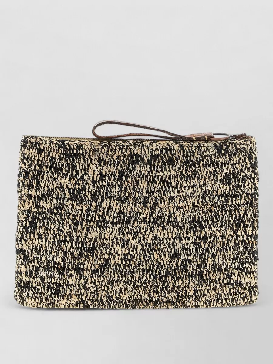 Ibeliv two tone crochet raffia clutch bag