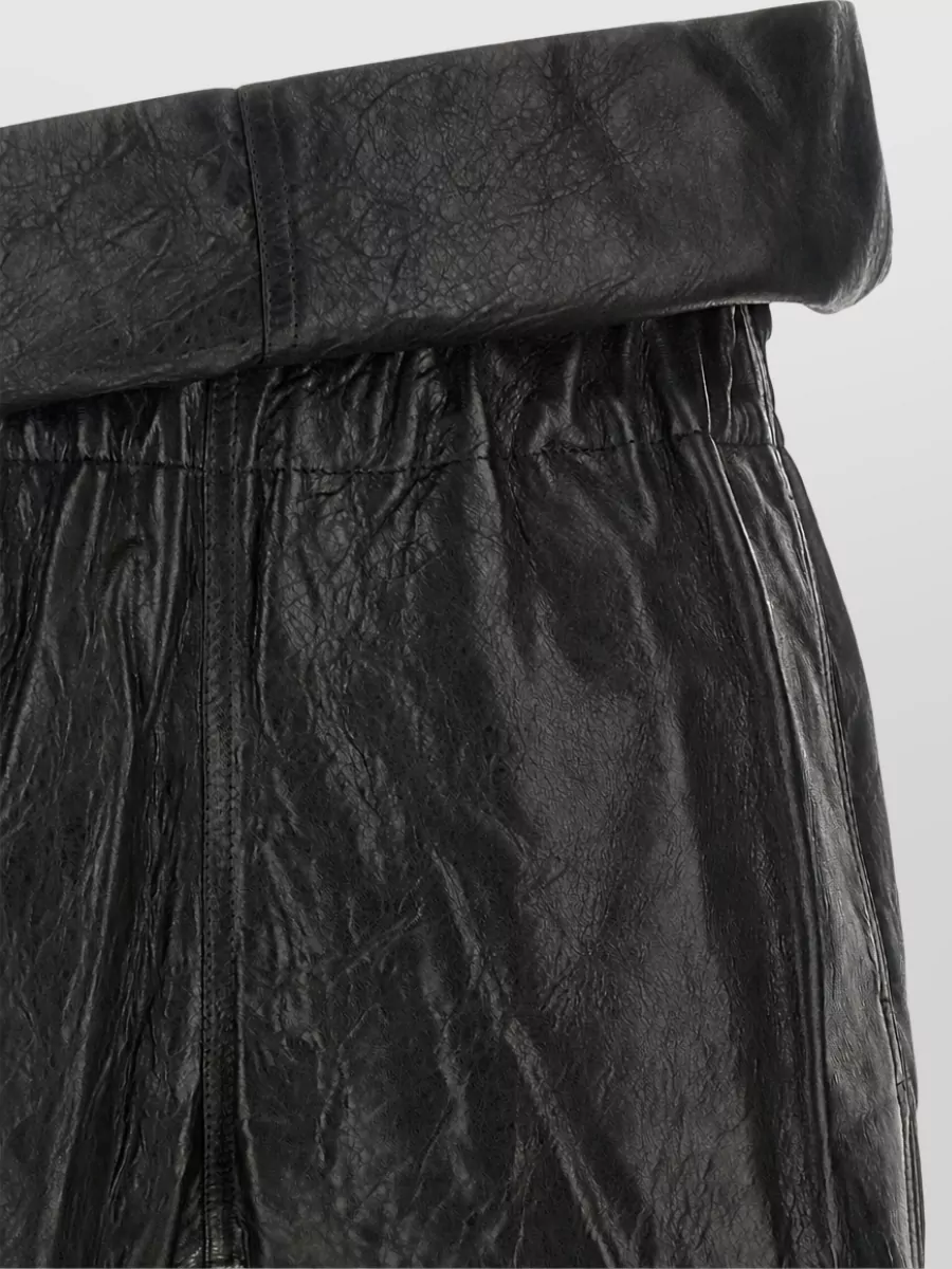 Rick Owens Leather Asymmetric High-Rise Shorts