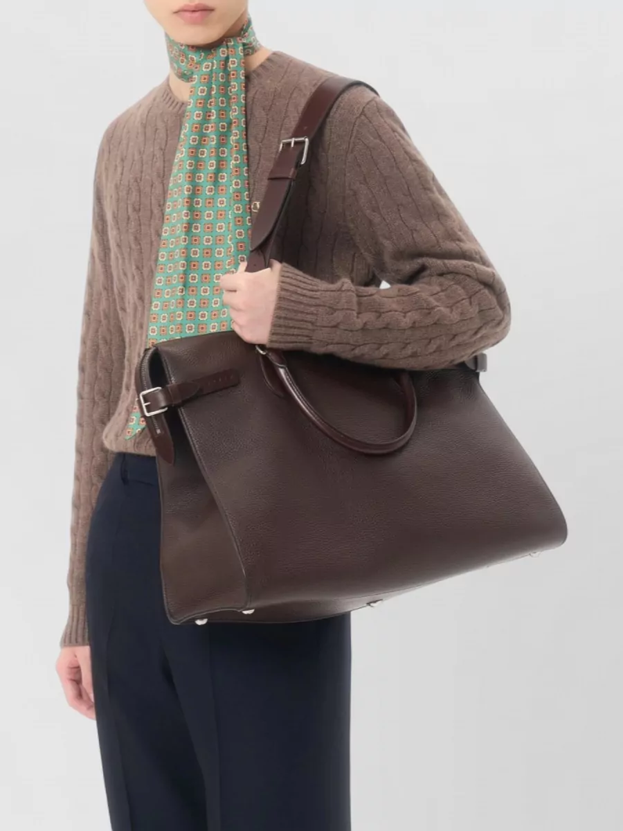 Valentino Deer Leather Large Double Handle Briefcase