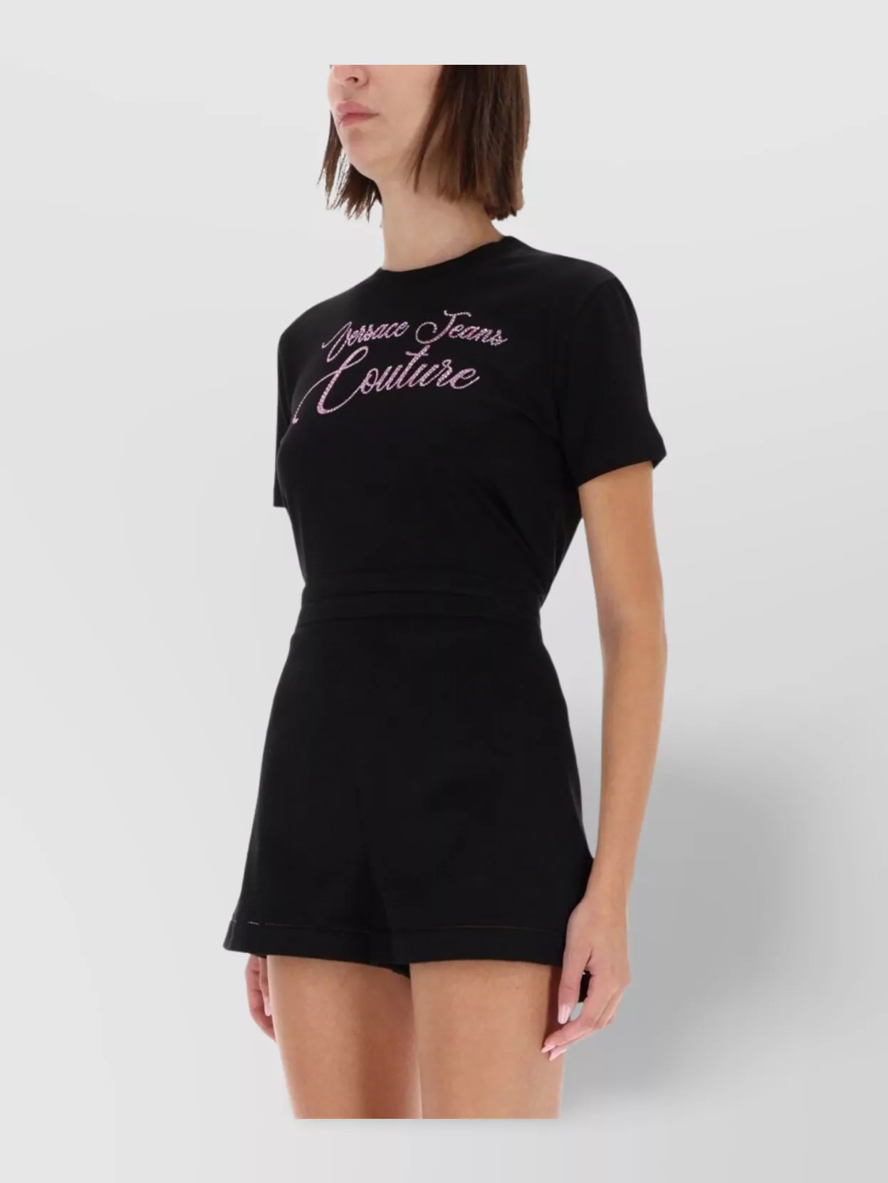 Versace Jeans Couture Short Sleeve Crew Neck Embroidered Top