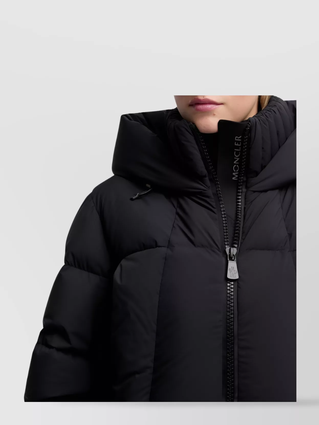 Moncler Hooded Down Ski Jacket Drawstring In Black