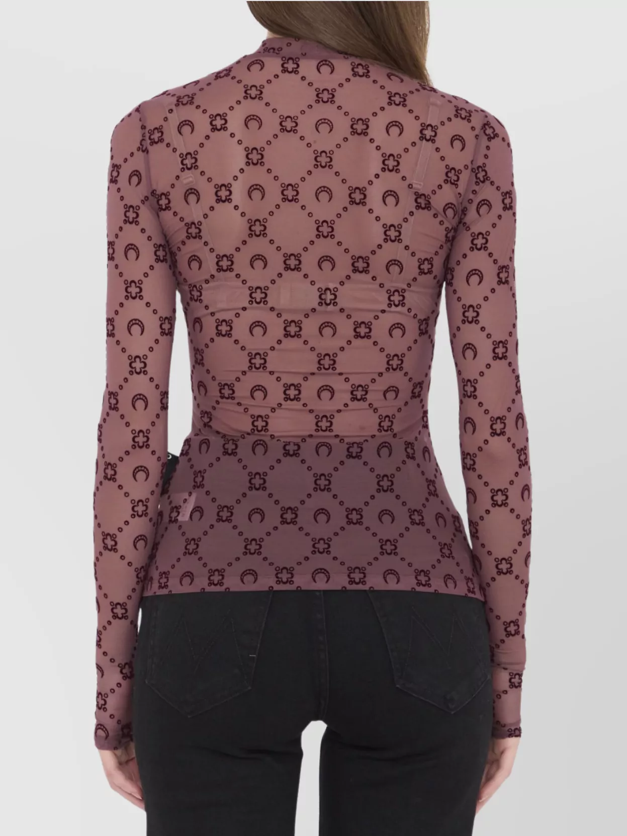 Marine Serre High-Neck Mesh Top Moonogram Pattern