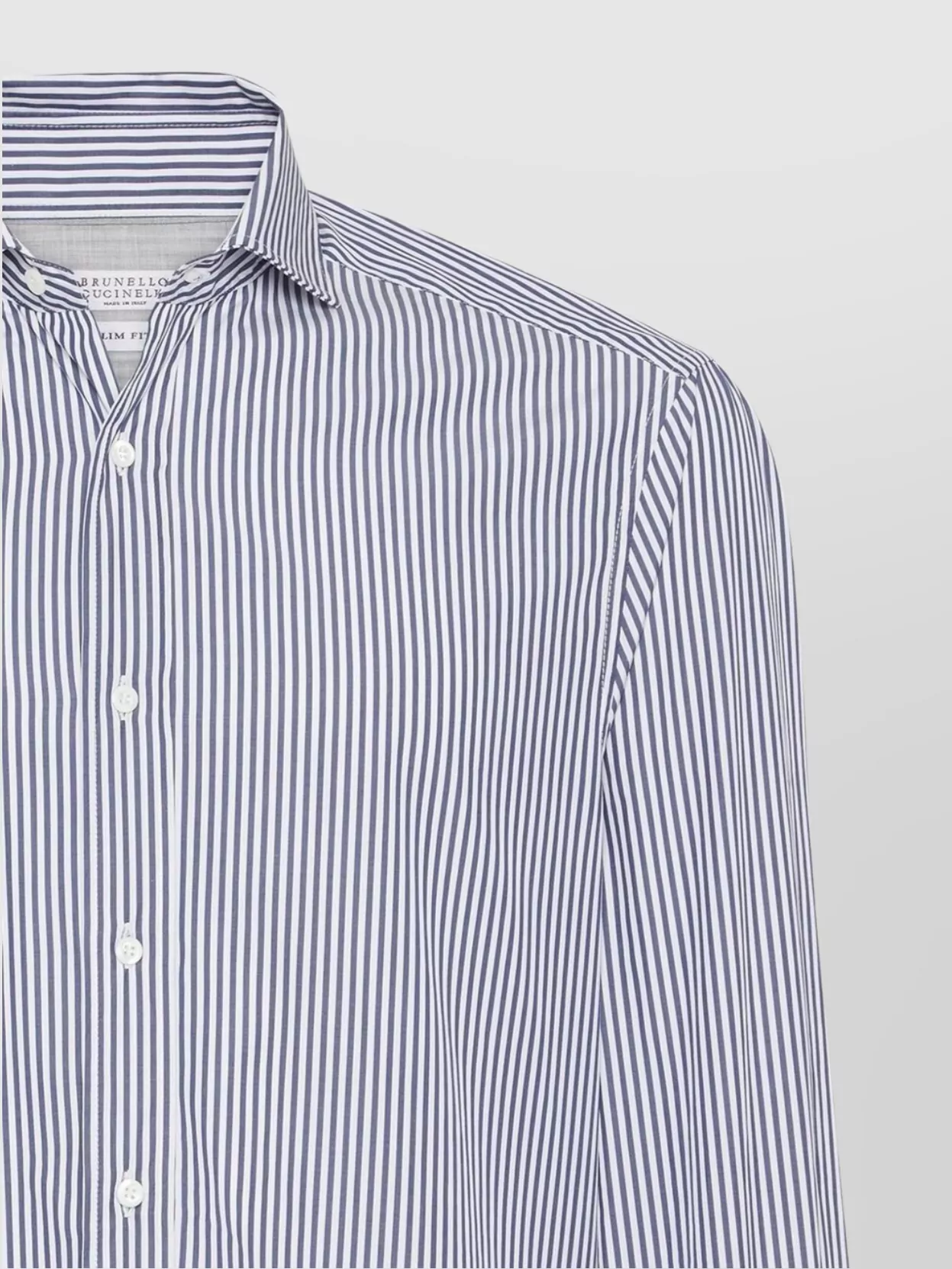 Brunello Cucinelli Striped Cotton Shirt With Button-Down Collar
