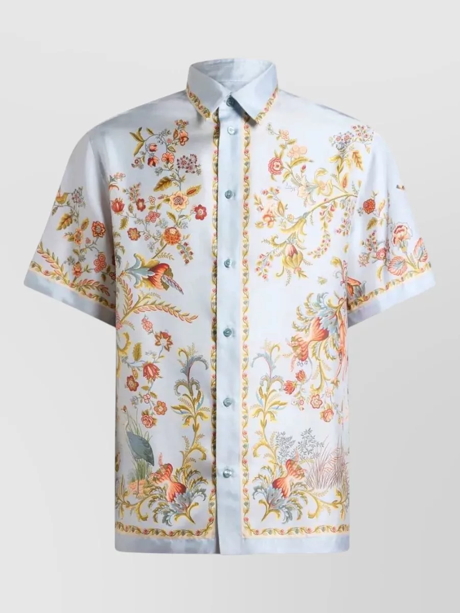 Etro Silk Oversized Short-Sleeve Printed Shirt