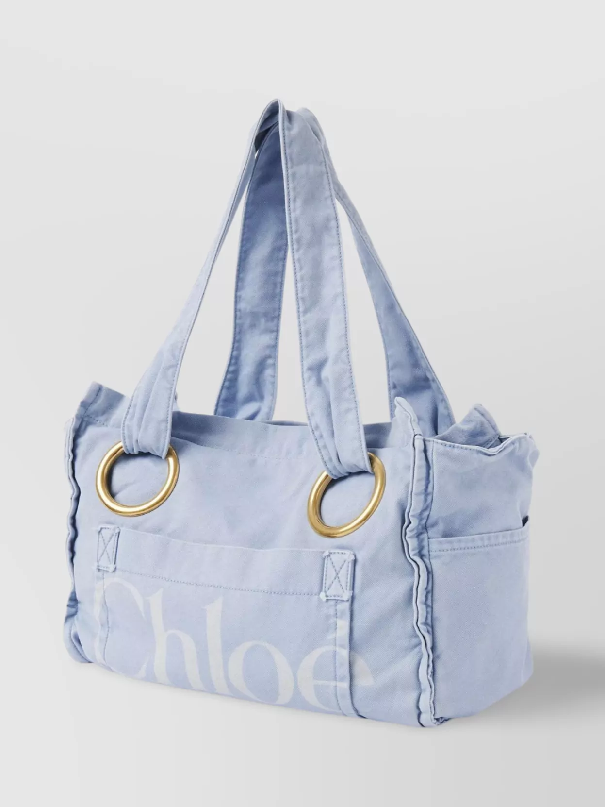 Chloé Plage Printed Cotton-canvas Tote In Blue
