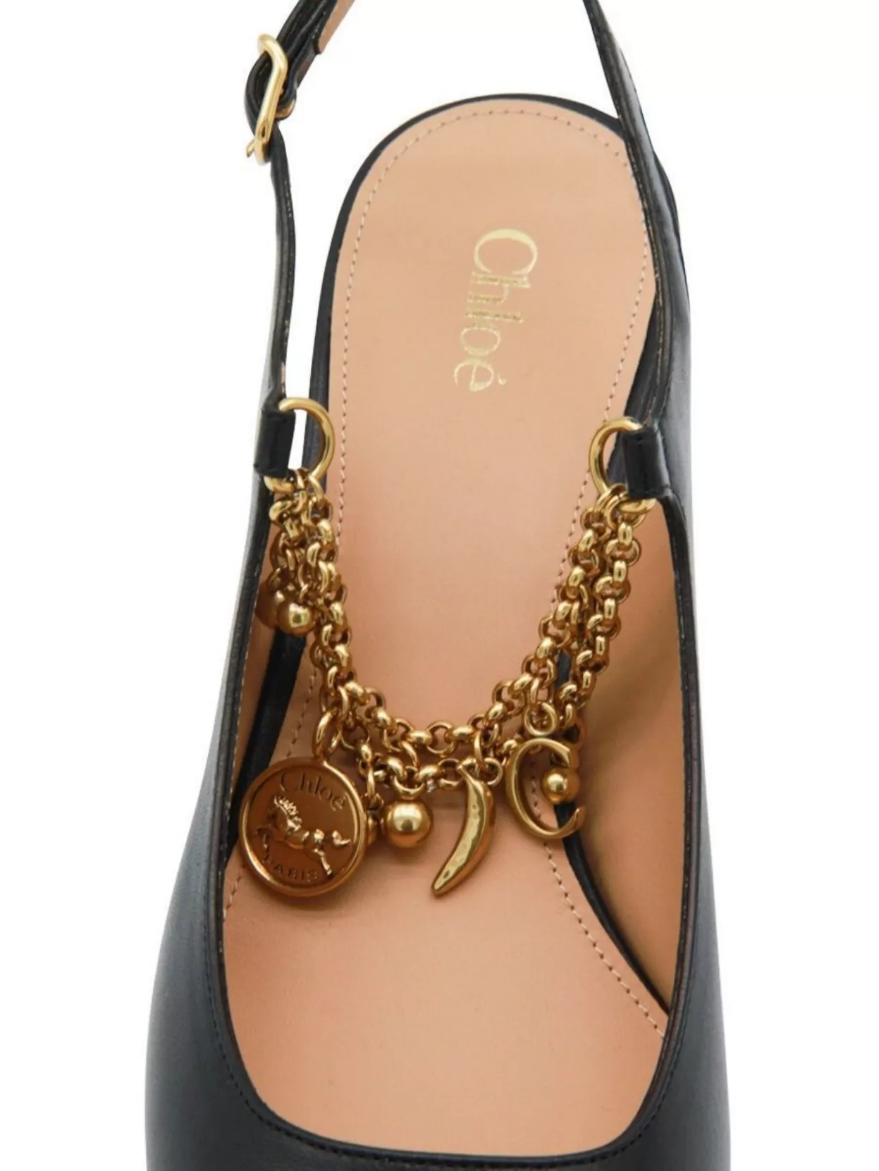 Chloé Charms 55 Chain-embellished Leather Pumps