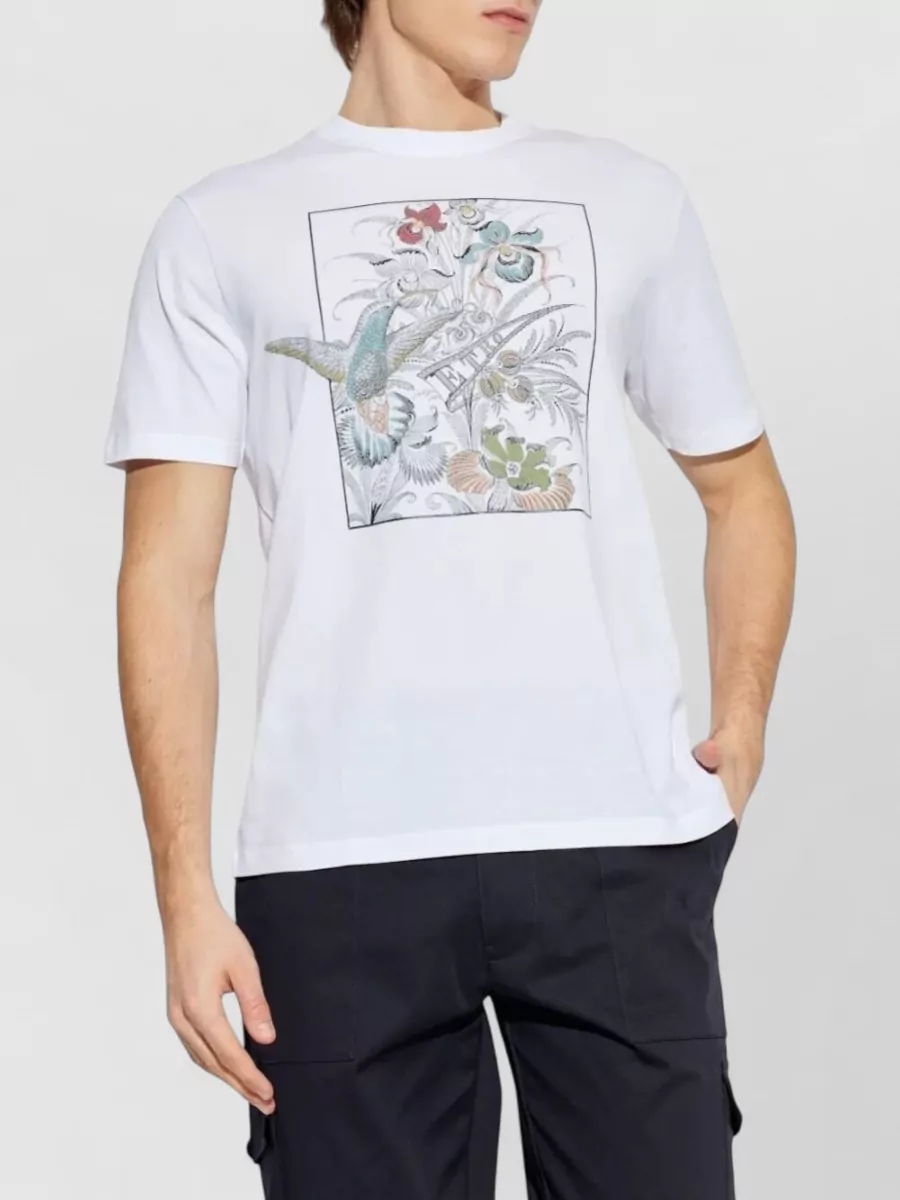 Etro Floral Cotton T Shirt Graphic Print